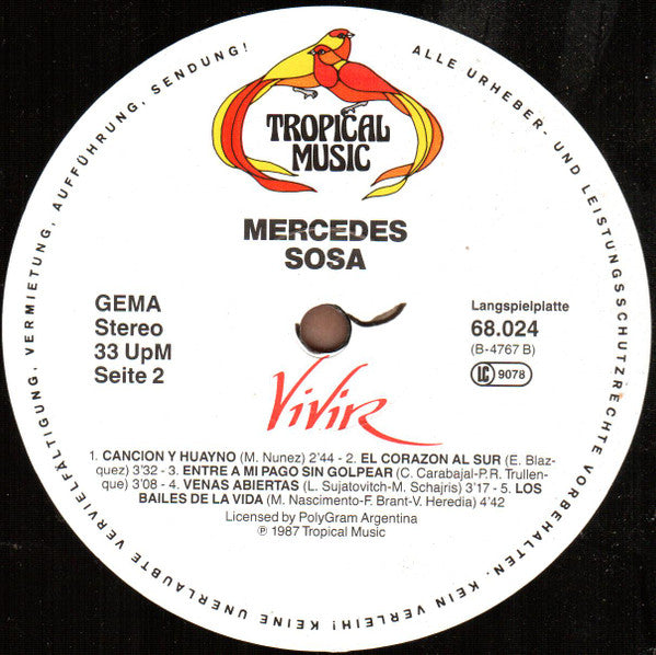 Mercedes Sosa : Vivir (LP, Comp)