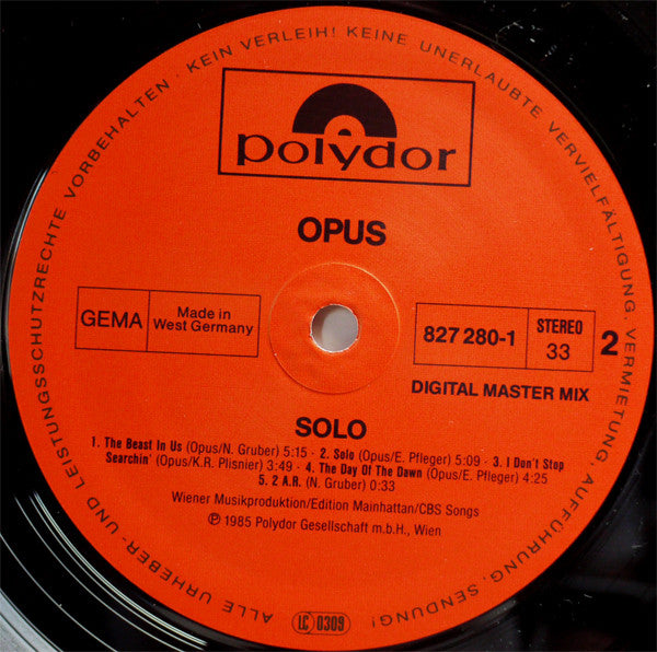 Opus : Solo (LP, Album)
