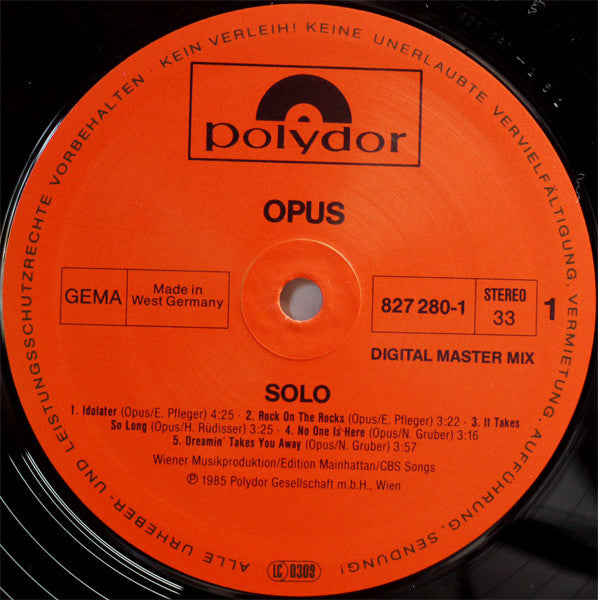 Opus : Solo (LP, Album)