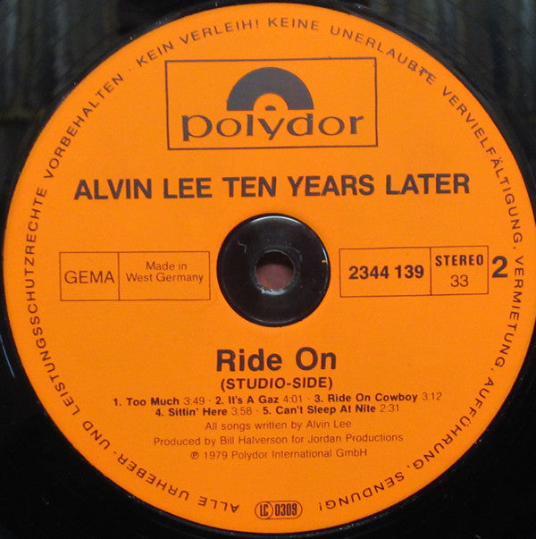 Alvin Lee, Ten Years Later : Ride On (LP, Album)