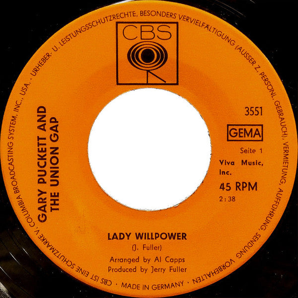 Gary Puckett & The Union Gap : Lady Willpower (7", Single, Mono)