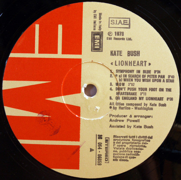 Kate Bush : Lionheart (LP, Album, Gat)