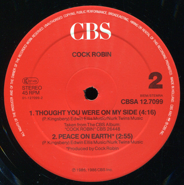 Cock Robin : Thought You Were On My Side (Extended Re-mix) (12", Maxi)