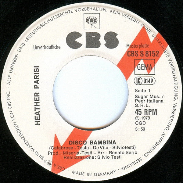 Heather Parisi : Disco Bambina (7", Promo)