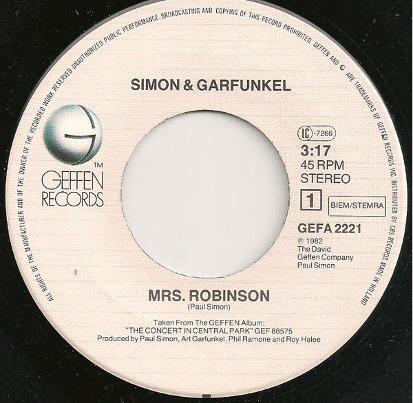 Simon & Garfunkel : Mrs. Robinson / Bridge Over Troubled Water (7", Single)