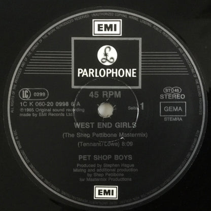 Pet Shop Boys : West End Girls (The Shep Pettibone Mastermix) (12", Maxi)