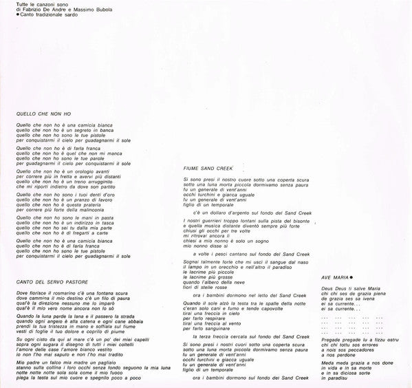 Fabrizio De Andre'* : Fabrizio De Andre' (LP, Album)