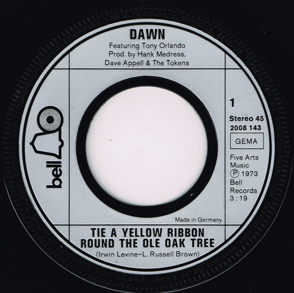 Dawn (5) Featuring Tony Orlando : Tie A Yellow Ribbon Round The Ole Oak Tree (7", Single)