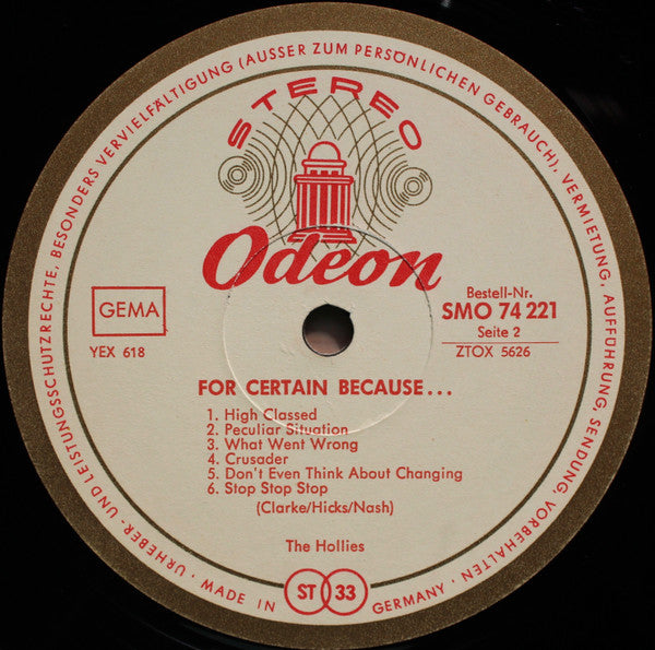 The Hollies : For Certain Because... (LP, Album)