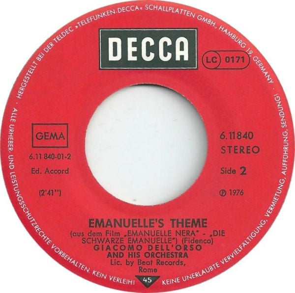 Bulldog (6) : Black Emanuelle (Original-Titelmelodie Aus Dem Film ”Emanuelle Nera” - Die Schwarze Emanuelle!) (7", Single)