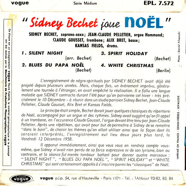 Sidney Bechet : Joue Noël (7", EP)