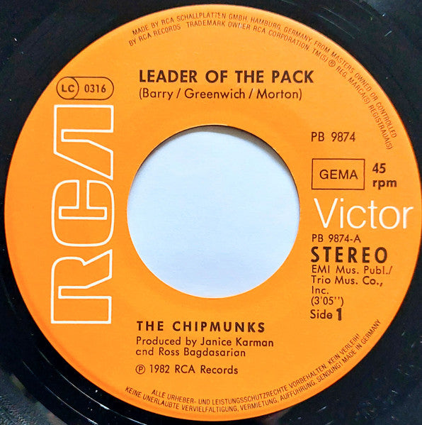 The Chipmunks : Leader Of The Pack (7")