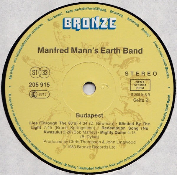 Manfred Mann's Earth Band : Budapest (Live) (LP, Album)