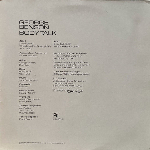 George Benson : Body Talk (LP, Album, Gat)