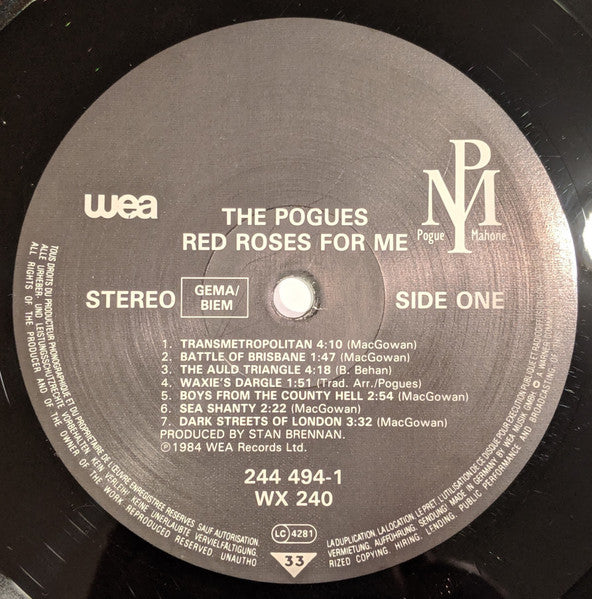 The Pogues : Red Roses For Me (LP, Album, RE)