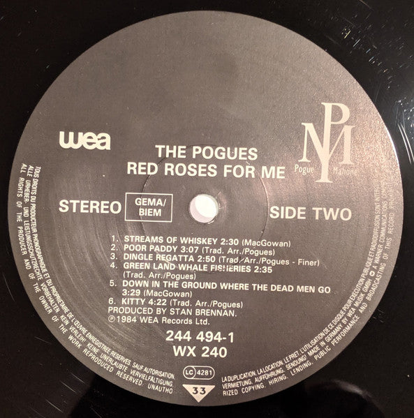 The Pogues : Red Roses For Me (LP, Album, RE)