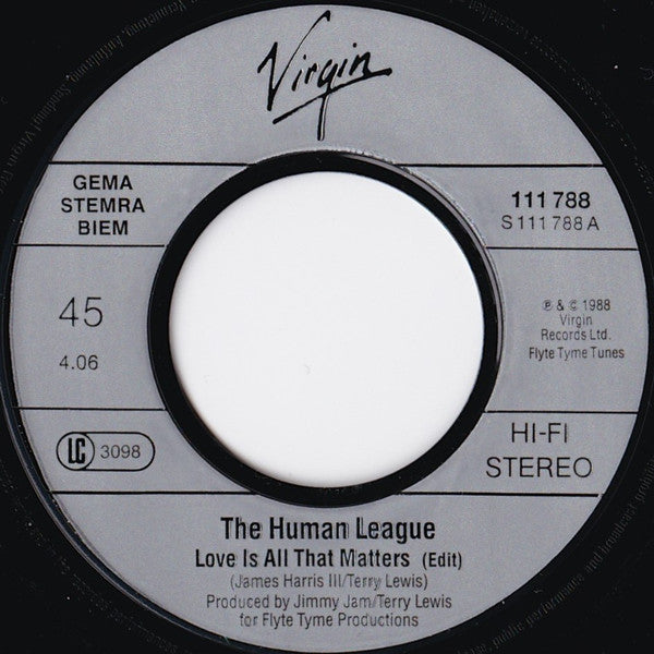 Human League* : Love Is All That Matters (7", Single)