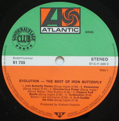 Iron Butterfly : The Best Of Iron Butterfly Evolution (LP, Comp, Club)