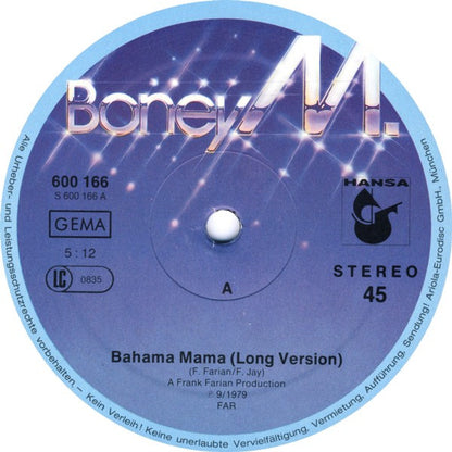 Boney M. : Bahama Mama / I'm Born Again (12", Maxi)
