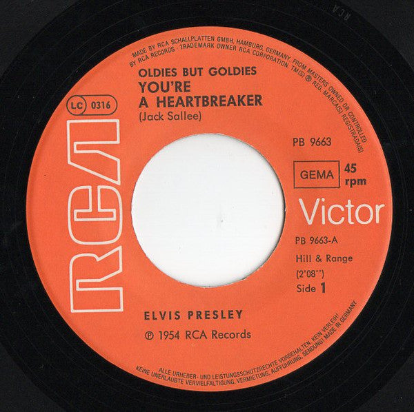Elvis Presley : You're A Heartbreaker / Stuck On You (7", Single)