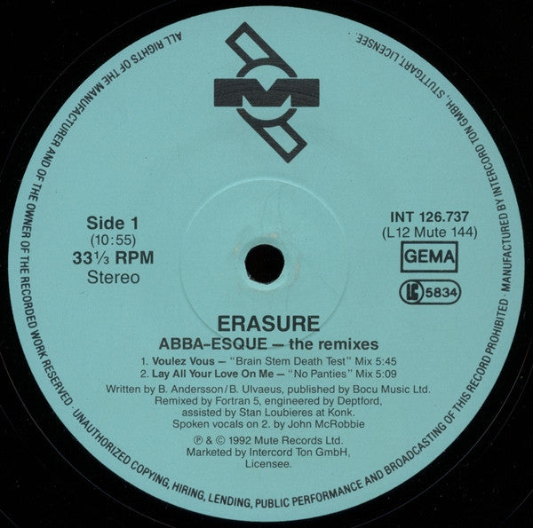 Erasure : Abba-Esque (The Remixes) (12", Maxi)
