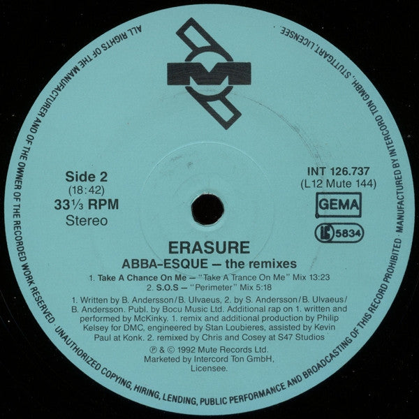 Erasure : Abba-Esque (The Remixes) (12", Maxi)