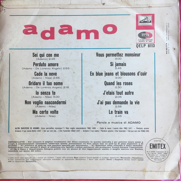 Adamo : Adamo (LP, Comp, RP, Blu)