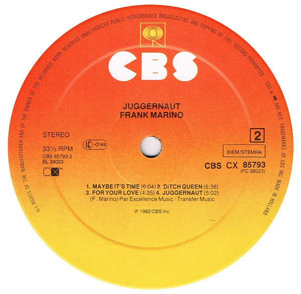 Frank Marino : Juggernaut (LP, Album, CX )