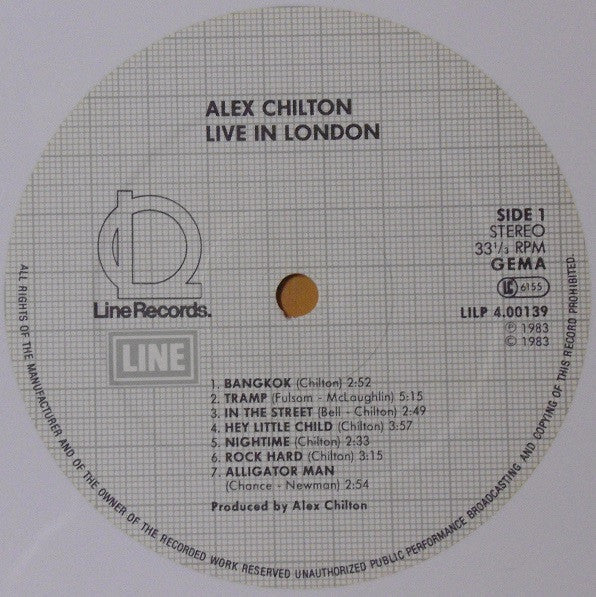 Alex Chilton : Live In London (LP, Album, RE, Whi)