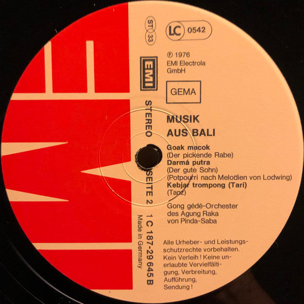Various : Musik Aus Bali (2xLP)