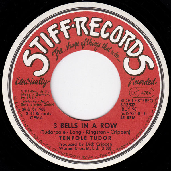 Tenpole Tudor : 3 Bells In A Row (7", Single)