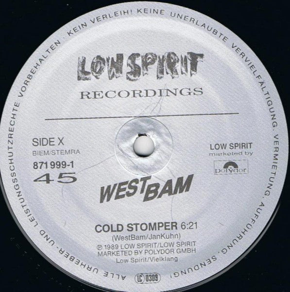 WestBam : Cold Stomper (12", Maxi)
