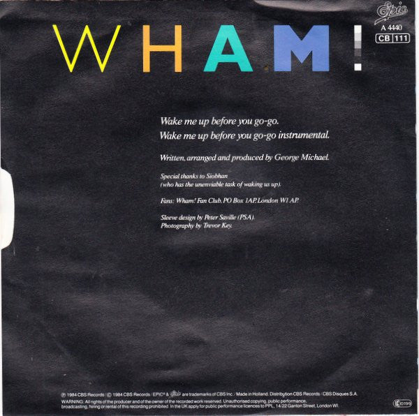 Wham! : Wake Me Up Before You Go-Go (7", Single)