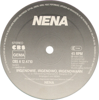 Nena : Irgendwie · Irgendwo · Irgendwann (Special 12" Dance-Mix) (12", Maxi)