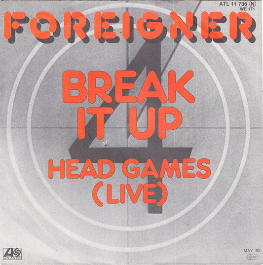 Foreigner : Break It Up (7", Single)