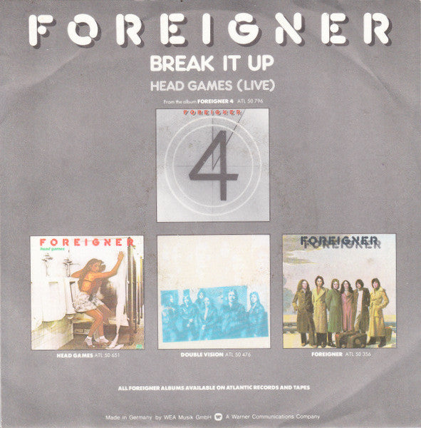 Foreigner : Break It Up (7", Single)