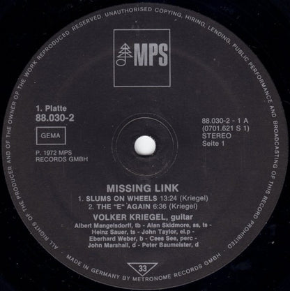 Volker Kriegel : Inside: Missing Link (2xLP, Album, RE)