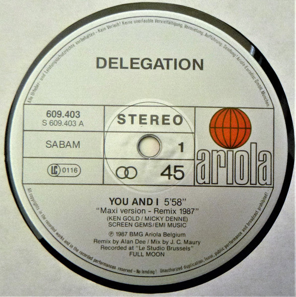 Delegation : You And I (12", Maxi)