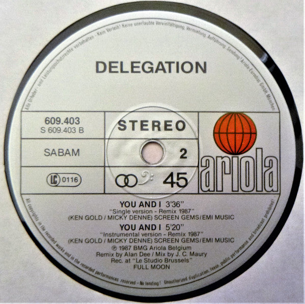 Delegation : You And I (12", Maxi)