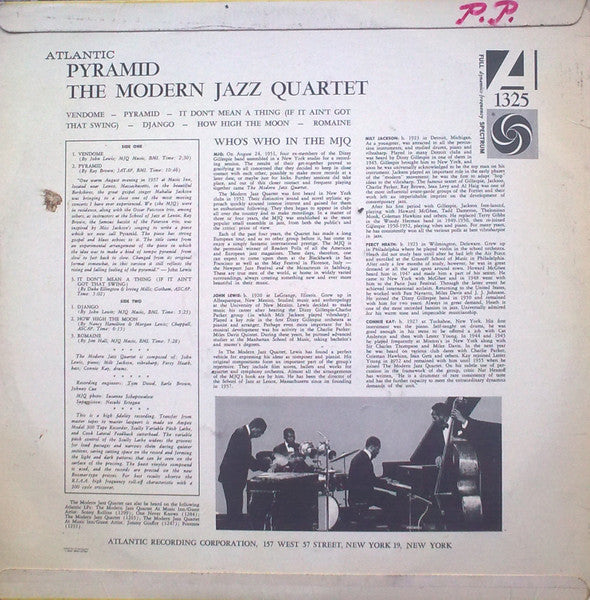 The Modern Jazz Quartet : Pyramid (LP, Album, Mono)