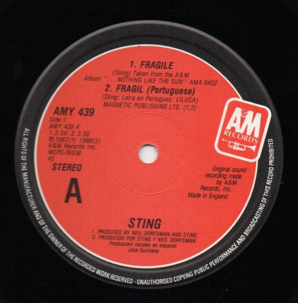 Sting : Fragile (12", Single)
