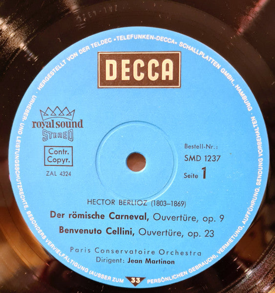 Berlioz*, Orchestre de la Conservatoire, Paris*, Jean Martinon : Römischer Carneval - Rakoczy-marsch • Benvnuto Cellini Und Andere Ouvertüren (LP)