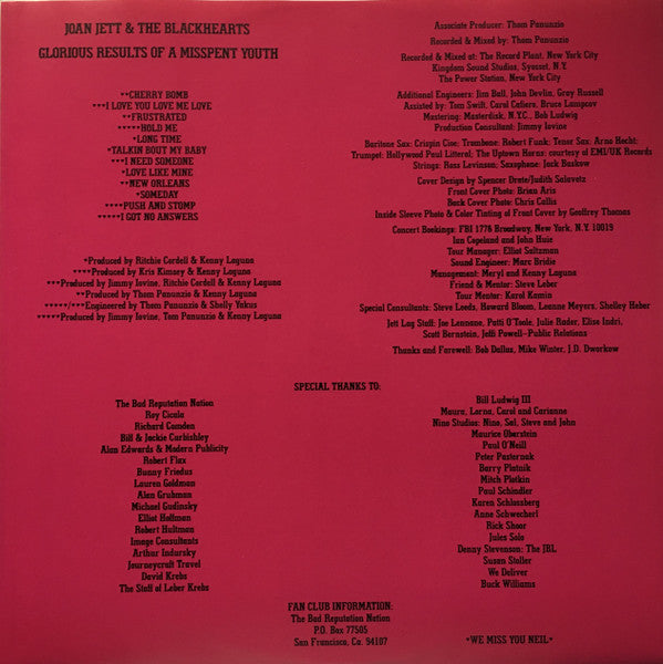 Joan Jett & The Blackhearts : Glorious Results Of A Misspent Youth (LP, Album)