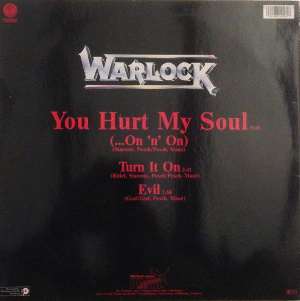 Warlock (2) : You Hurt My Soul (On 'n' On...) (12", Maxi)