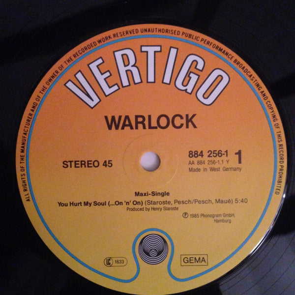 Warlock (2) : You Hurt My Soul (On 'n' On...) (12", Maxi)