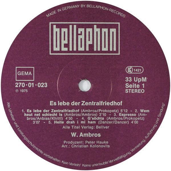 Wolfgang Ambros : Es Lebe Der Zentralfriedhof (LP, Album, RE)