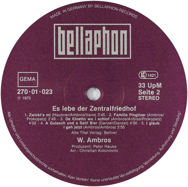 Wolfgang Ambros : Es Lebe Der Zentralfriedhof (LP, Album, RE)