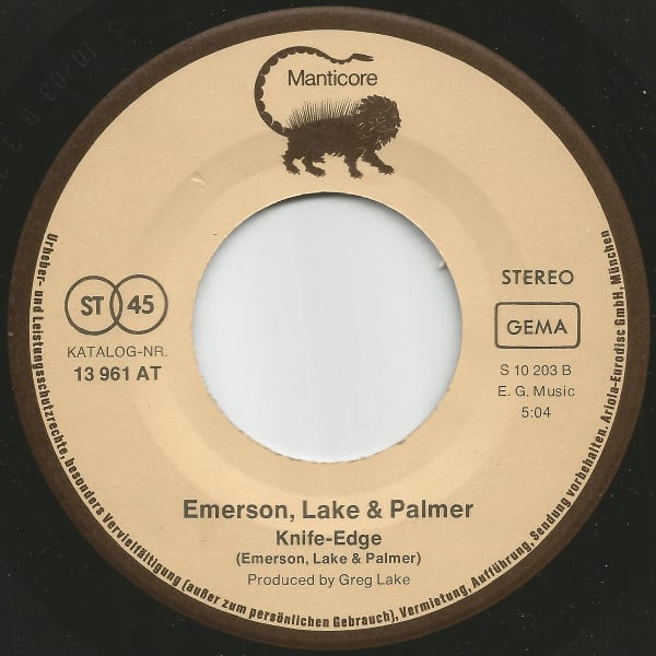 Emerson, Lake & Palmer : Lucky Man / Knife-Edge (7", Single, RE)