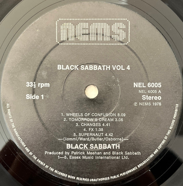 Black Sabbath : Black Sabbath Vol 4 (LP, Album, RE, Gat)