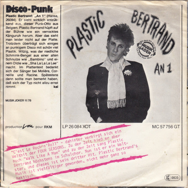 Plastic Bertrand : C'est Le Rock'n'Roll (7", Single)